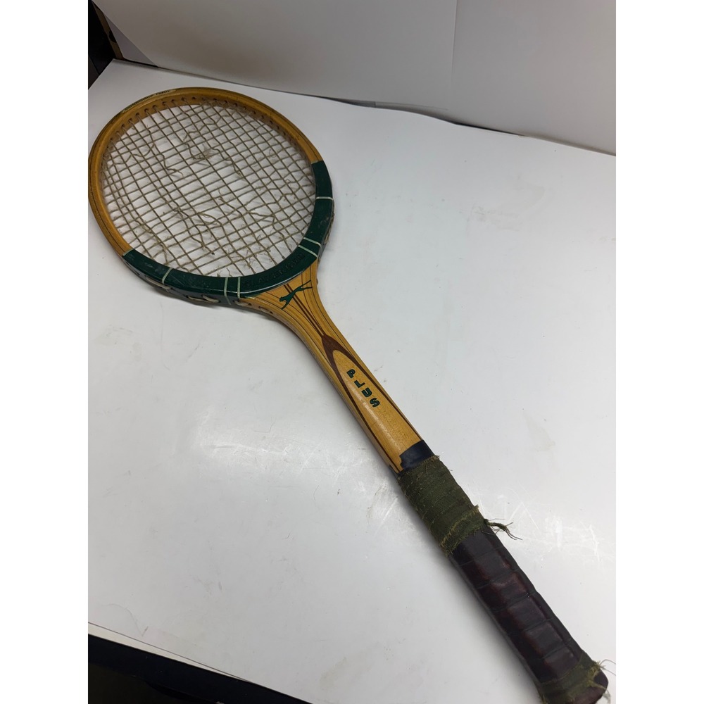 Vintage Slazenger Plus Wooden Tennis Racquet Championship Frame Green Gold 330